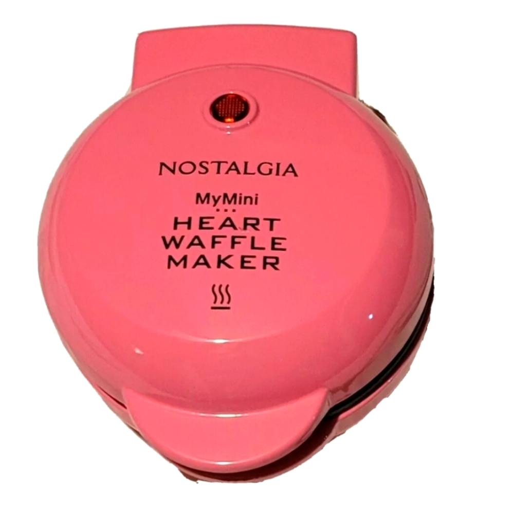 NEW Nostalgia 5" My Mini Heart Waffle Maker Pink Compact NIB